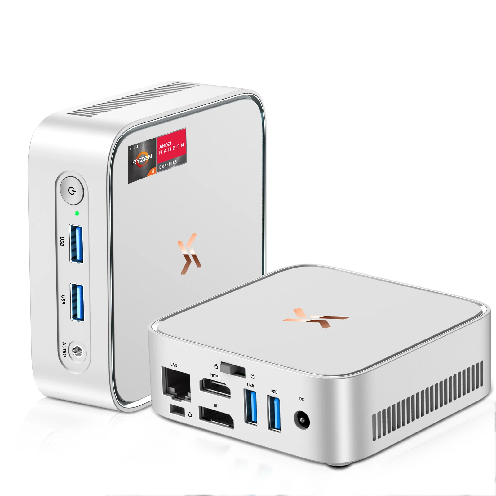 Huidun H80 Mini-PC AMD Ryzen 5 3500U (MAX 3,7 GHz), 16 GB 512 GB, Office-Heimcomputer, Dual-Display, WiFi 5 BT4.2, 3 Jahre Garantie, für Laptop, Monitor (Silber) - Image 4
