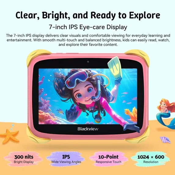 Blackview LINK Lite Kids 7 Zoll IPS Bildungs-Tablet, Android 11 Quad-Core, 2GB RAM 32GB ROM erweiterbar auf bis zu 6GB, WiFi Bluetooth GPS, Kindersicherung, 3000mAh Akku, Schutzhülle, Pink - Image 4