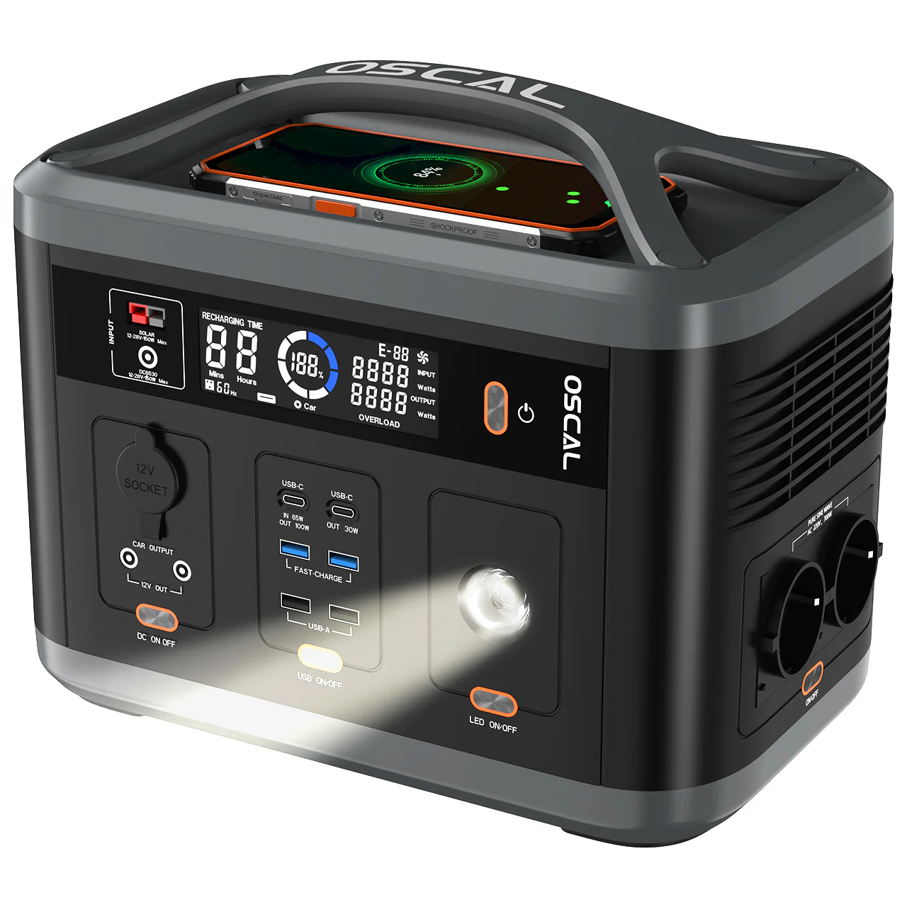 Blackview Oscal PowerMax 700 tragbares 700-W-Kraftwerk mit AC/DC und kabellosem Ladeausgang