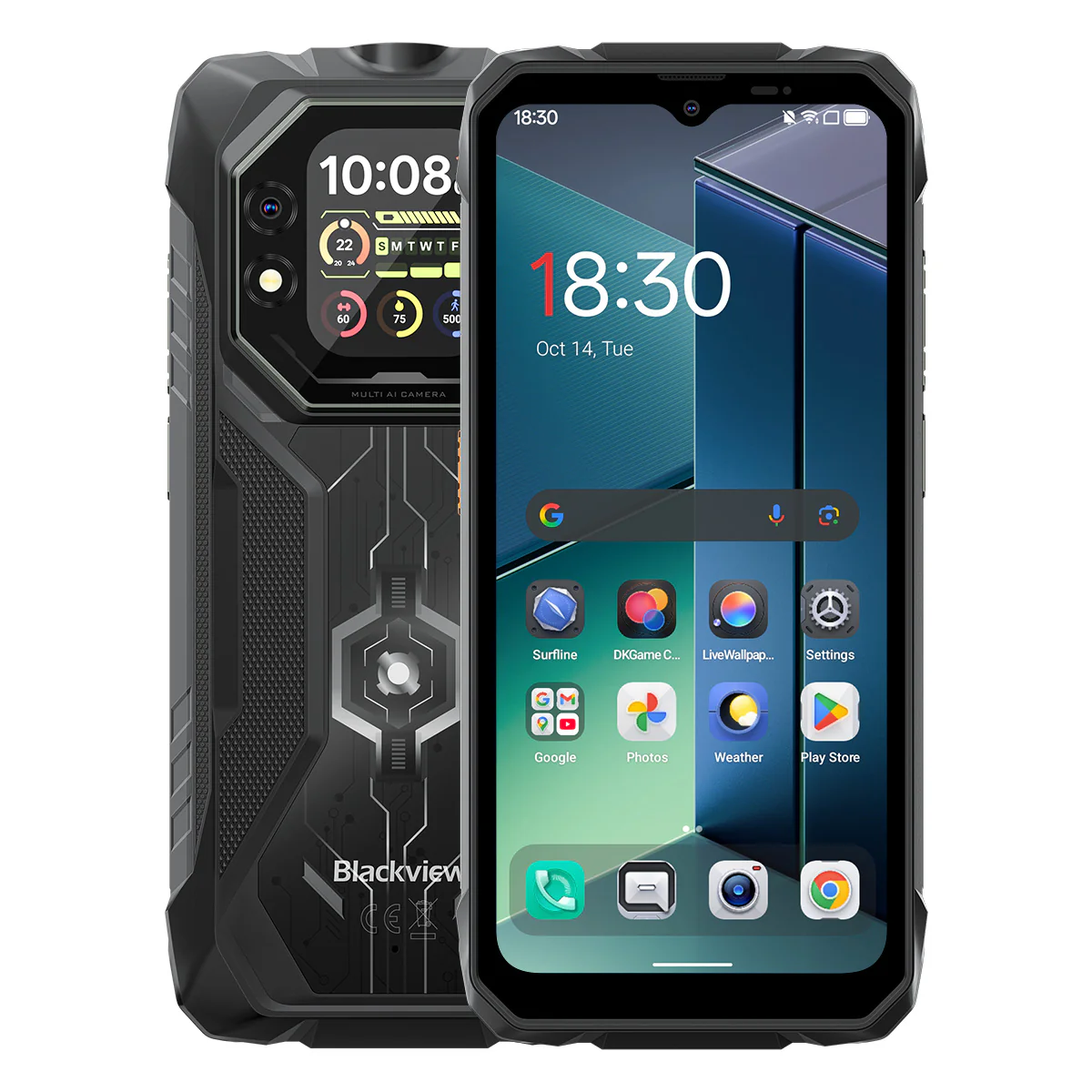 Blackview ROCK 1 6,56-Zoll 90Hz Haupt- & 2,01" Sekundärdisplay MediaTek Helio G81 Octa-Core 15000mAh 20MP Nachtsichtkamera 4G Robusttelefon